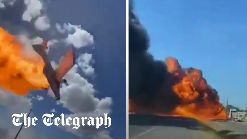 Moment firefighter plane hits overhead cables and explodes in Chile